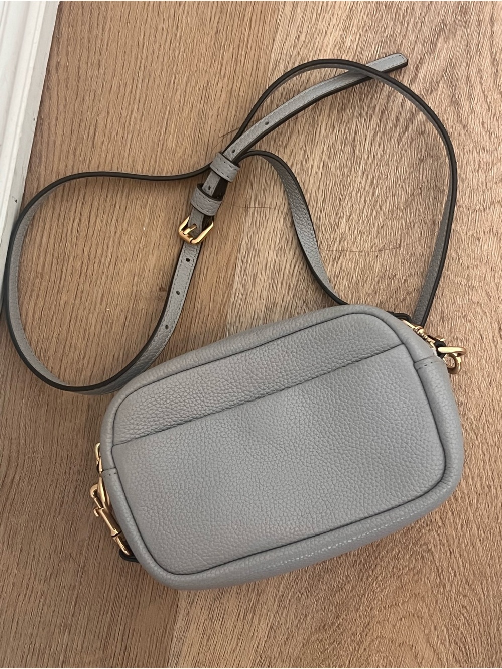 Tory Burch “Mini Miller” Light Gray Leather Crossbody Bag - Picture 2 of 12
